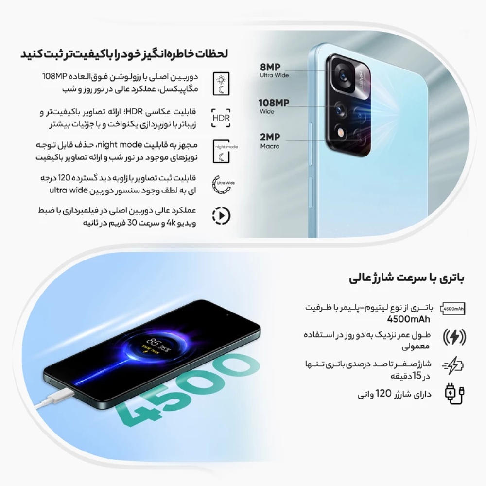 گوشی موبایل شیائومی +Redmi Note 11 Pro  دو سیم کارت ظرفیت 256/8 گیگابایت